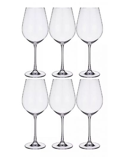6 bohemia crystal red wine glasses "Columba" 650ml