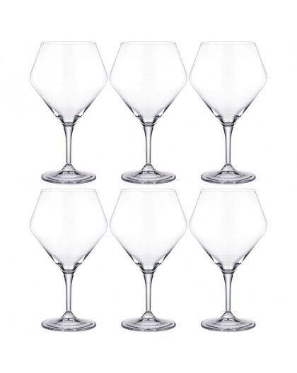Bohemia Geneve Set of Six Crystal High End Wine Glasses 