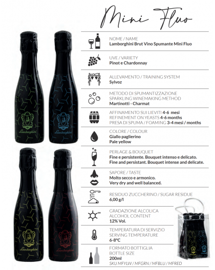 Lamborghini: 4 Sparkling Brut Mini Fluo 200ml