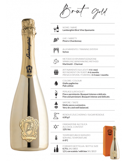 Lamborghini sparkling wine Brut Pinot Chardonnay GOLD