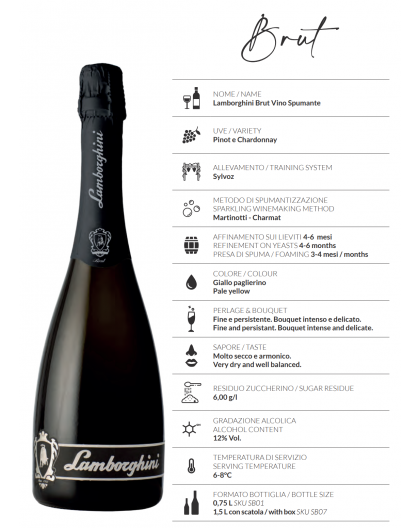 Lamborghini sparkling wine Brut Pinot Chardonnay