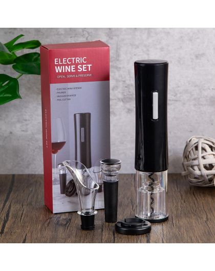 Wine set with electric corkscrew