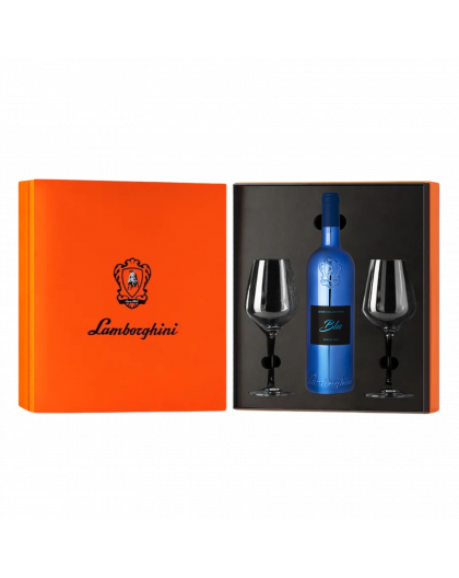 Lamborghini wine gift box with 2 crystal glasses