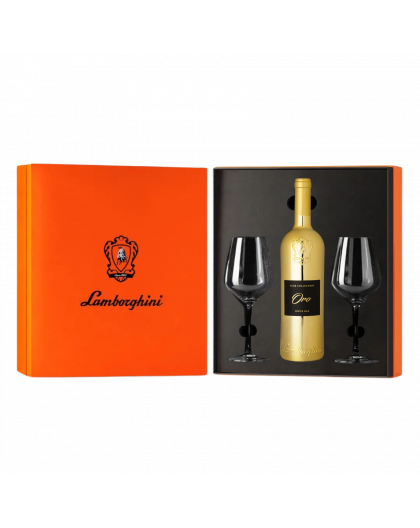 Lamborghini wine gift box with 2 crystal glasses