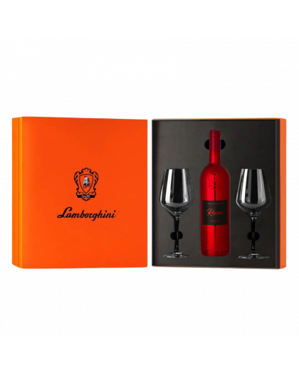Lamborghini wine gift box with 2 crystal glasses