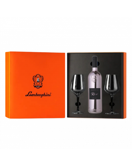 Lamborghini wine gift box with 2 crystal glasses