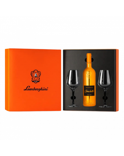 Lamborghini wine gift box with 2 crystal glasses