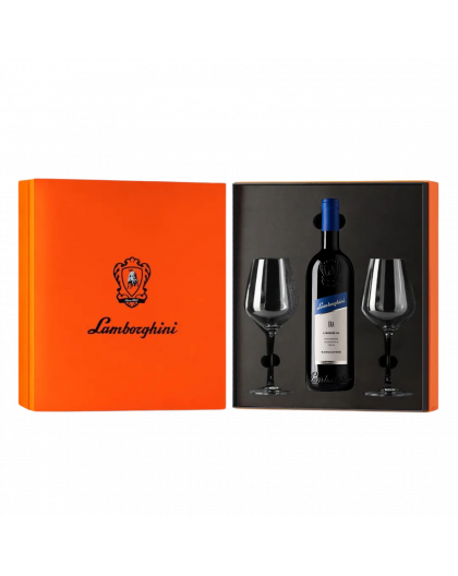 Lamborghini wine gift box with 2 crystal glasses