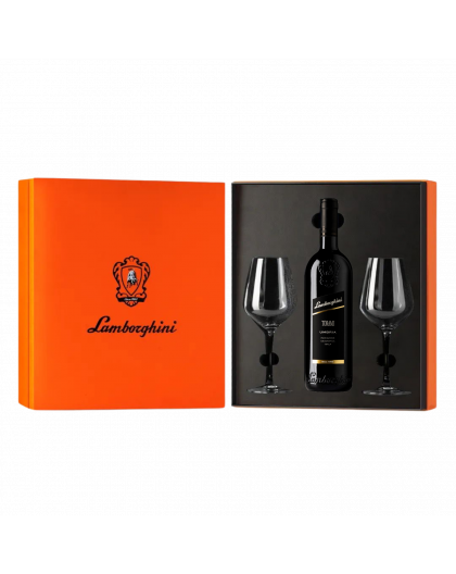 Lamborghini wine gift box with 2 crystal glasses