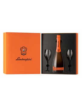 Подаръчна кутия за шампанско Lamborghini с 2 кристални чаши