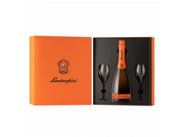 Lamborghini Sparkling wine gift box with 2 crystal glasses