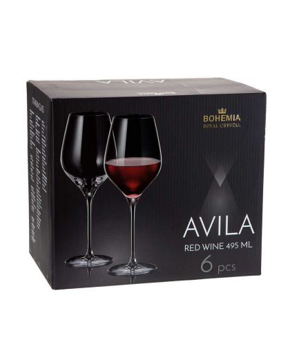 6 Bohemia Crystal  Red wine glasses "Avila"