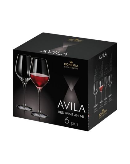 6 Bohemia Crystal  Red wine glasses "Avila"