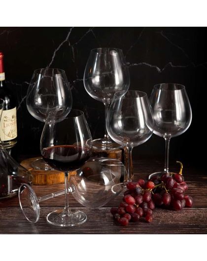 6 bohemia crystal red wine glasses "Colibri" 650ml