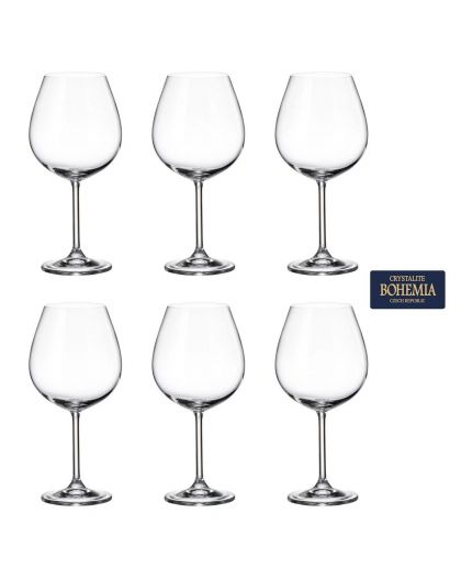 6 bohemia crystal red wine glasses "Colibri" 650ml