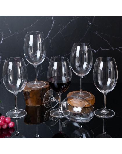 6 bohemia crystal red wine glasses "Cristallin" 590ml
