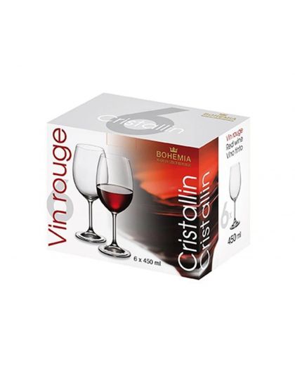 6 bohemia crystal red wine glasses "Cristallin" 450ml