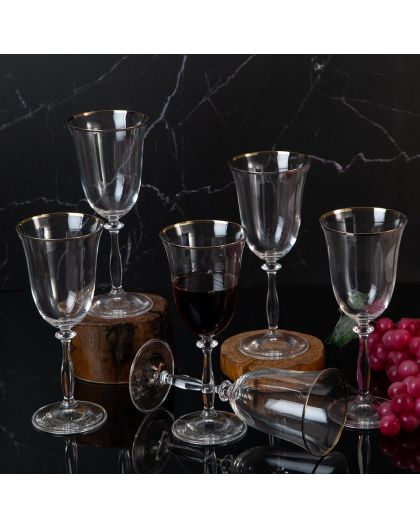 6 bohemia crystal red wine glasses "Angela" 350ml