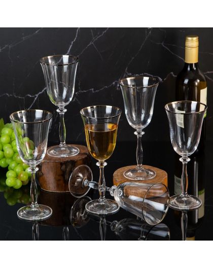 6 bohemia crystal white wine glasses "Angela" 250ml