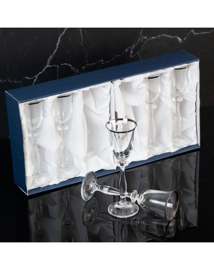 6 bohemia crystal glasses for liquor "Angela" 60 ml