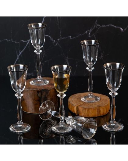 6 bohemia crystal glasses for liquor "Angela" 60 ml