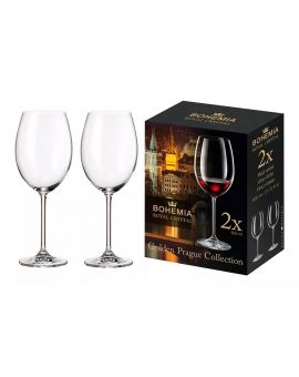 2 bohemia crystal red wine glasses "Golden Prague" 600 ml