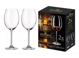 2 bohemia crystal red wine glasses "Golden Prague" 600 ml