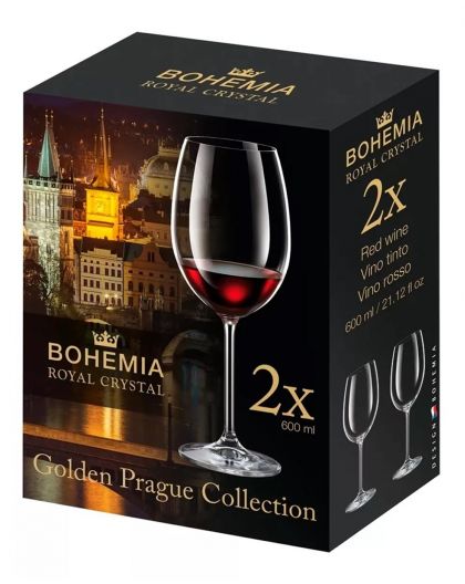 2 кристални чаши за червено вино "Golden Prague " 600 ml