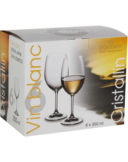 6 bohemia crystal white wine glasses "Cristallin" 350 ml