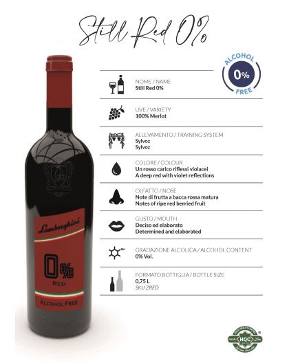 Lamborghini red wine Alcohol FREE Merlot