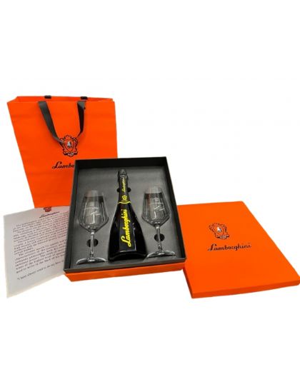 Lamborghini Sparkling wine gift box with 2 crystal glasses