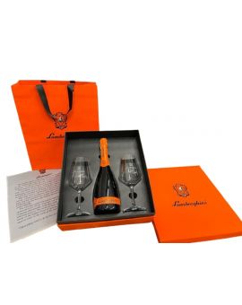 Lamborghini Sparkling wine gift box with 2 crystal glasses