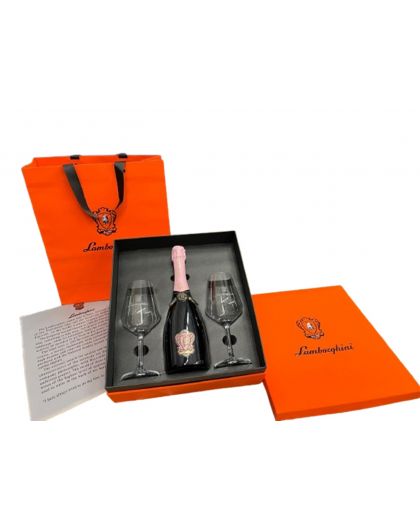 Lamborghini Sparkling wine gift box with 2 crystal glasses