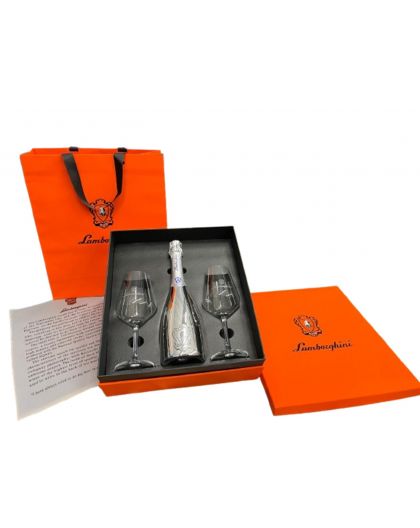 Lamborghini Sparkling wine gift box with 2 crystal glasses