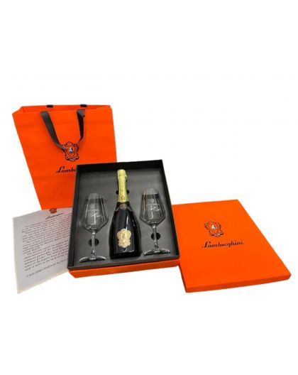 Lamborghini Sparkling wine gift box with 2 crystal glasses