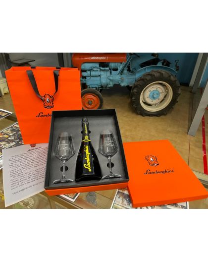 Lamborghini Sparkling wine gift box with 2 crystal glasses