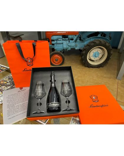 Lamborghini Sparkling wine gift box with 2 crystal glasses