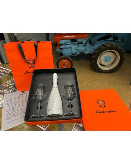 Lamborghini Sparkling wine gift box with 2 crystal glasses