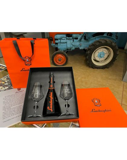 Lamborghini Sparkling wine gift box with 2 crystal glasses