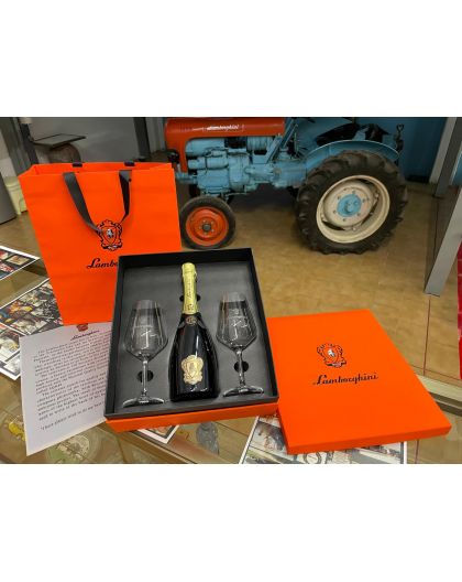 Lamborghini Sparkling wine gift box with 2 crystal glasses