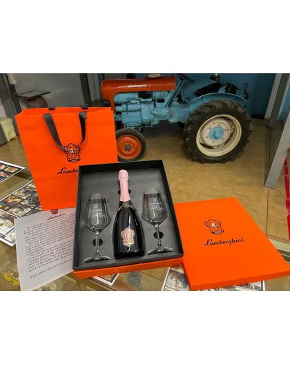 Lamborghini Sparkling wine gift box with 2 crystal glasses