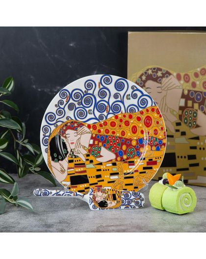 Porcelain Cake plate with spatula "the Kiss" 26.5cm