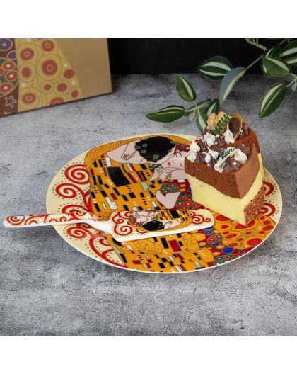 Porcelain Cake plate with spatula "the Kiss" 26.5cm