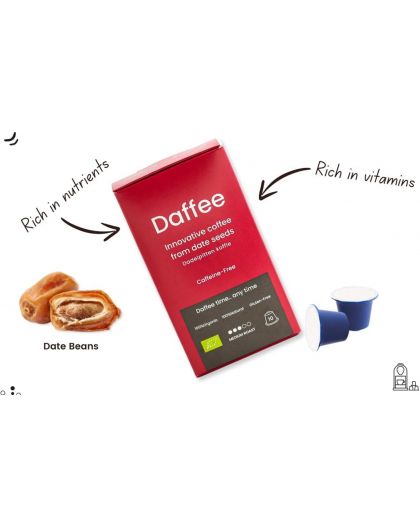 Daffee - Чисто, кафе от костилки от фурми, 10 Компостируеми капсули