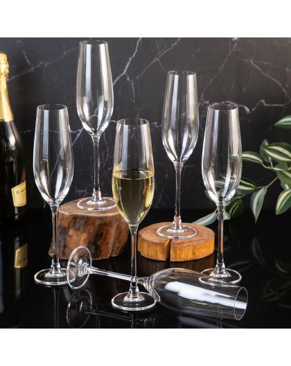 6 Bohemia crystal champagne / sparkling glasses "Columba"