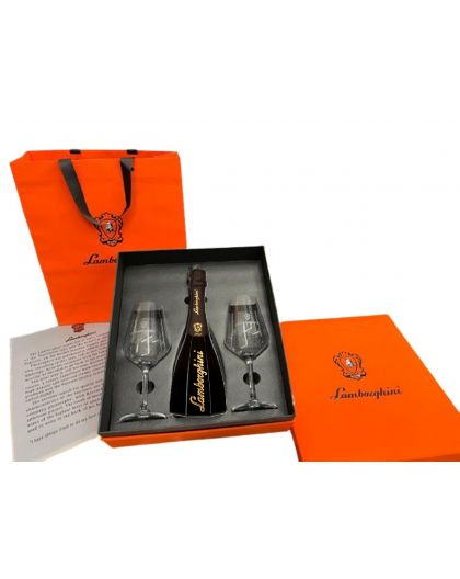 Lamborghini Sparkling wine gift box with 2 crystal glasses