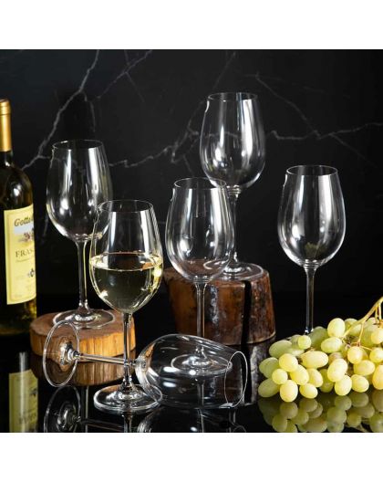 6 bohemia crystal white wine glasses "Colibri" 350ml