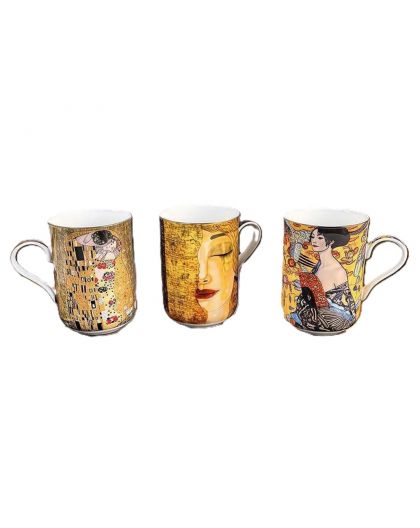 Set of 3 cups "The Kiss", Gustav Klimt