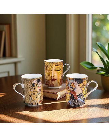 Set of 3 cups "The Kiss", Gustav Klimt