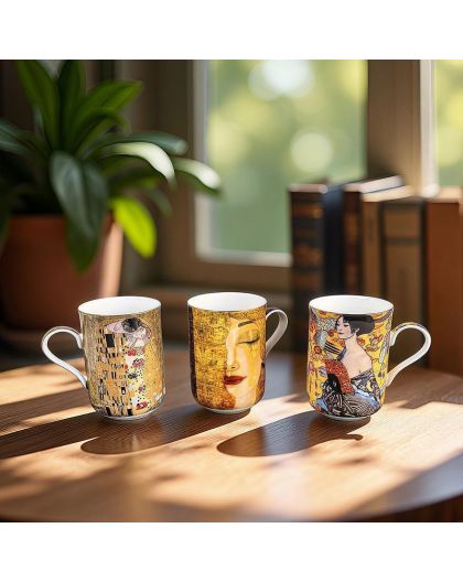 Set of 3 cups "The Kiss", Gustav Klimt
